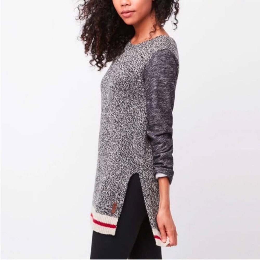Roots Women's Black and White Sweater with Red Trim